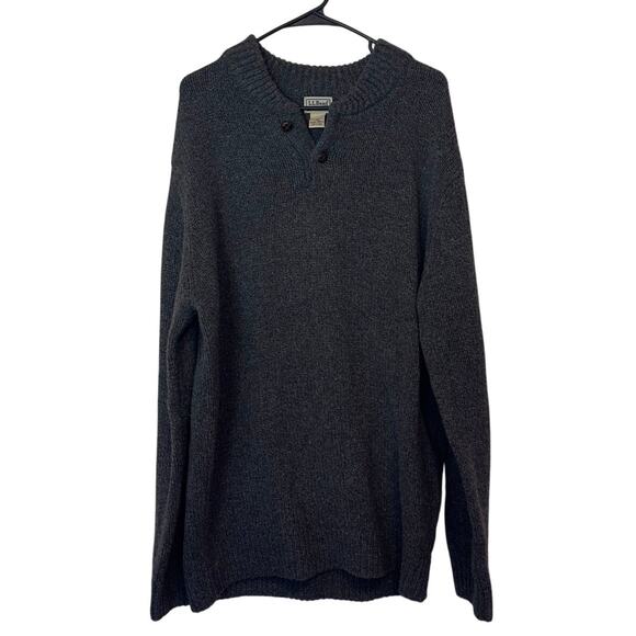 L.L. Bean Men’s Classic Ragg Wool Pullover Sweater Henley Size L Tall - Picture 2 of 8